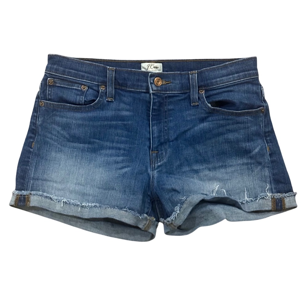 J. Crew Denim Shorts Womens 28 Medium Wash Raw Frayed Hem Cut Off Blue Jeans